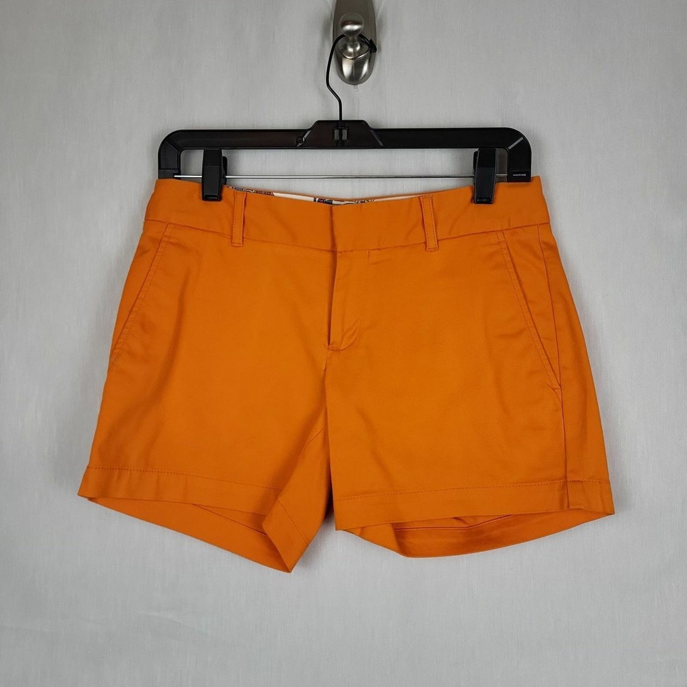 Banana Republic Trina Turk Collection Womens Orange Flat Front Chino Shorts Sz 0